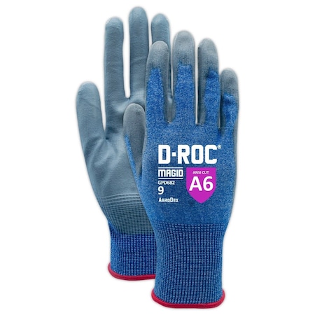 Magid Cut Resistant Gloves, Polyurethane, 5 Abrasion Level, Gray, 1 PR GPD682-6